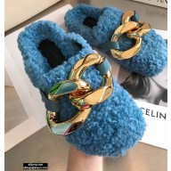 JW Anderson Shearling Chain Loafer Mules Blue 2020