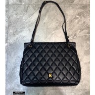 Balenciaga Quilting B. Large Shoulder Bag Black/Gold