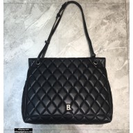 Balenciaga Quilting B. Large Shoulder Bag Black/Silver