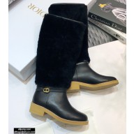 Dior Heel 3.5cm Calfskin and Shearling D-Furious Boots Black 2020