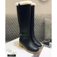 Dior Heel 3.5cm Calfskin and Shearling Lining D-Furious Boots Black 2020