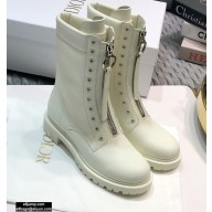 Dior Calfskin Ankle Boots with Front Zip White 2020