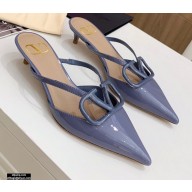 Valentino Heel 4.5cm VLogo Signature Patent Leather Mules Blue 2020