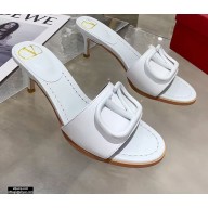 Valentino Heel 6.5cm VLogo Leather Mules White 2020
