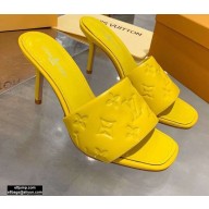 Louis Vuitton Heel 9.5cm Monogram Embossed Mules Yellow 2020