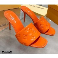 Louis Vuitton Heel 9.5cm Monogram Embossed Mules Orange 2020