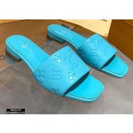 Louis Vuitton Monogram Embossed Flat Mules Sky Blue 2020