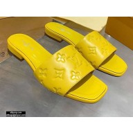 Louis Vuitton Monogram Embossed Flat Mules Yellow 2020