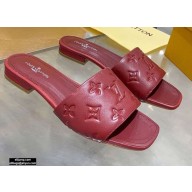 Louis Vuitton Monogram Embossed Flat Mules Burgundy 2020