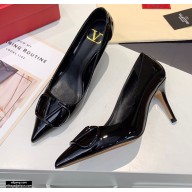 Valentino Heel 8cm VLogo Patent Leather Pumps Black 2020