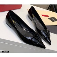 Valentino VLogo Patent Leather Ballet Flats Black 2020