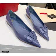 Valentino VLogo Patent Leather Ballet Flats Blue 2020