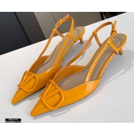Valentino Heel 4cm VLogo Signature Patent Leather Slingback Pumps Yellow 2020