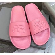Balenciaga Embossed BB Logo Piscine Pool Slide Sandals Pink 2020