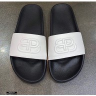 Balenciaga Embossed BB Logo Piscine Pool Slide Sandals White/Black 2020