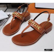 Gucci Heel 2.5cm Thong Sandals Brown with Chain 2020
