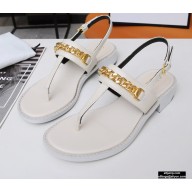 Gucci Heel 2.5cm Thong Sandals White with Chain 2020