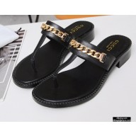 Gucci Heel 2.5cm Thong Slide Sandals Black with Chain 2020