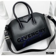 Givenchy Embroidered Logo Medium Antigona Bag Black