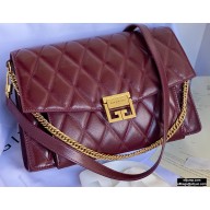 Givenchy Medium GV3 Bag in Diamond Quilted Leather Burgundy