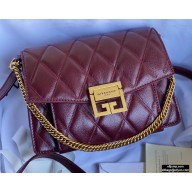 Givenchy Small GV3 Bag in Diamond Quilted Leather Burgundy