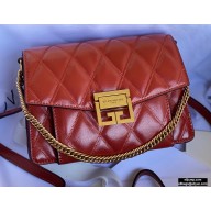 Givenchy Small GV3 Bag in Diamond Quilted Leather Brick Red