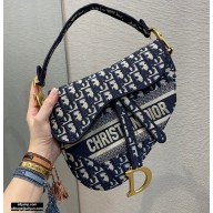 Dior Saddle Bag in Oblique Embroidery Blue