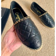 Chanel Lambskin Chain Espadrilles G36966 Black 2020