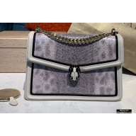 Bvlgari Serpenti Diamond Blast Shoulder Bag in Quilted Metallic White/Gray