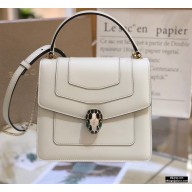 Bvlgari Serpenti Forever Top Handle Crossbody ‎Bag 20cm White