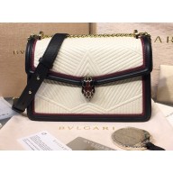 Bvlgari Serpenti Diamond Blast Shoulder Bag White/Black/Burgundy