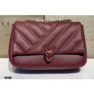 Bvlgari Serpenti Cabochon Shoulder Bag 22.5cm Burgundy