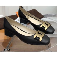 Tod's Heel 4.5cm Kate Pumps in leather with Chain Black