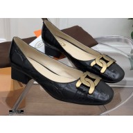 Tod's Heel 4.5cm Kate Pumps in leather with Chain Embossed Black