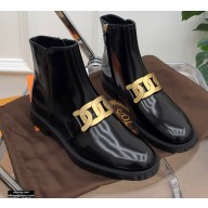 Tod's Kate Ankle Boots in leather with Chain Brushed Black