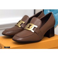 Tod's Heel 6cm Kate Pumps in leather with Chain Coffee