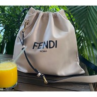 Fendi Leather Pack Medium Drawstring Pouch Bag Pale Pink 2020