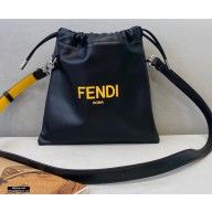 Fendi Leather Pack Small Drawstring Pouch Bag Black 2020