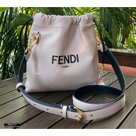Fendi Leather Pack Small Drawstring Pouch Bag Pale Pink 2020