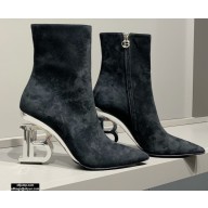 Balmain Heel 9.5cm Nicole Ankle Boots Suede Black 2020
