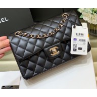 Chanel Original Quality Classic Flap Bag A01113 in Sheepskin Black with Silver Hardware