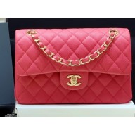 Chanel Original Quality Classic Flap Bag A01113 in Caviar Leather Peach Red with Gold Hardware
