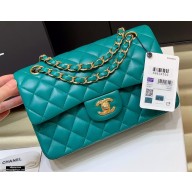 Chanel Original Quality Classic Flap Bag A01113 in Sheepskin Green with Gold Hardware