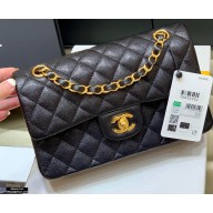 Chanel Original Quality Classic Flap Bag A01113 in Grained Calfskin Black with Gold Hardware