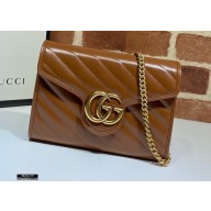 Gucci Diagonal GG Marmont Mini Shoulder Bag 474575 Brown