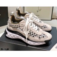 Chanel Suede Calfskin and Embroidery Sneakers G37126 Creamy 2021