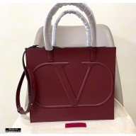 Valentino Large VLogo Walk Calfskin Tote Bag Burgundy 2020