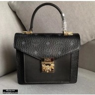 MCM Visetos Small Patricia Satchel Bag Black