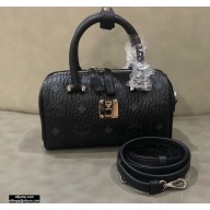 MCM Visetos Mini Boston Bag Black