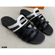 Hermes Chaine D'ancre Camelia Sandals Black/White